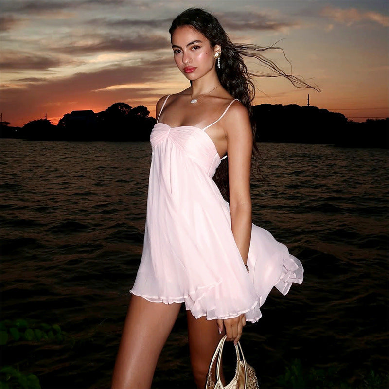 Spaghetti Strap Ruffle Mini Dress
