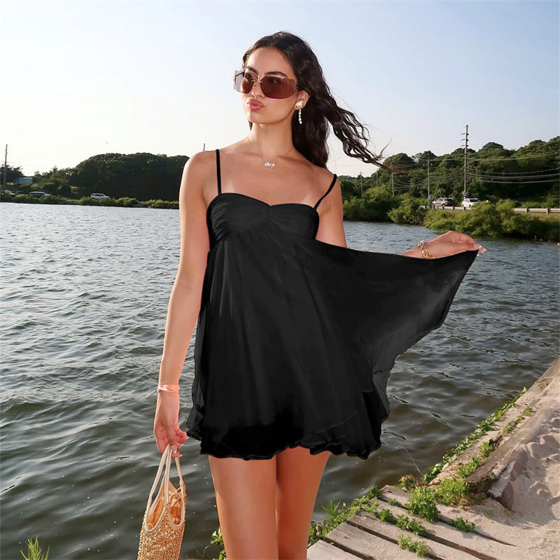 Spaghetti Strap Ruffle Mini Dress