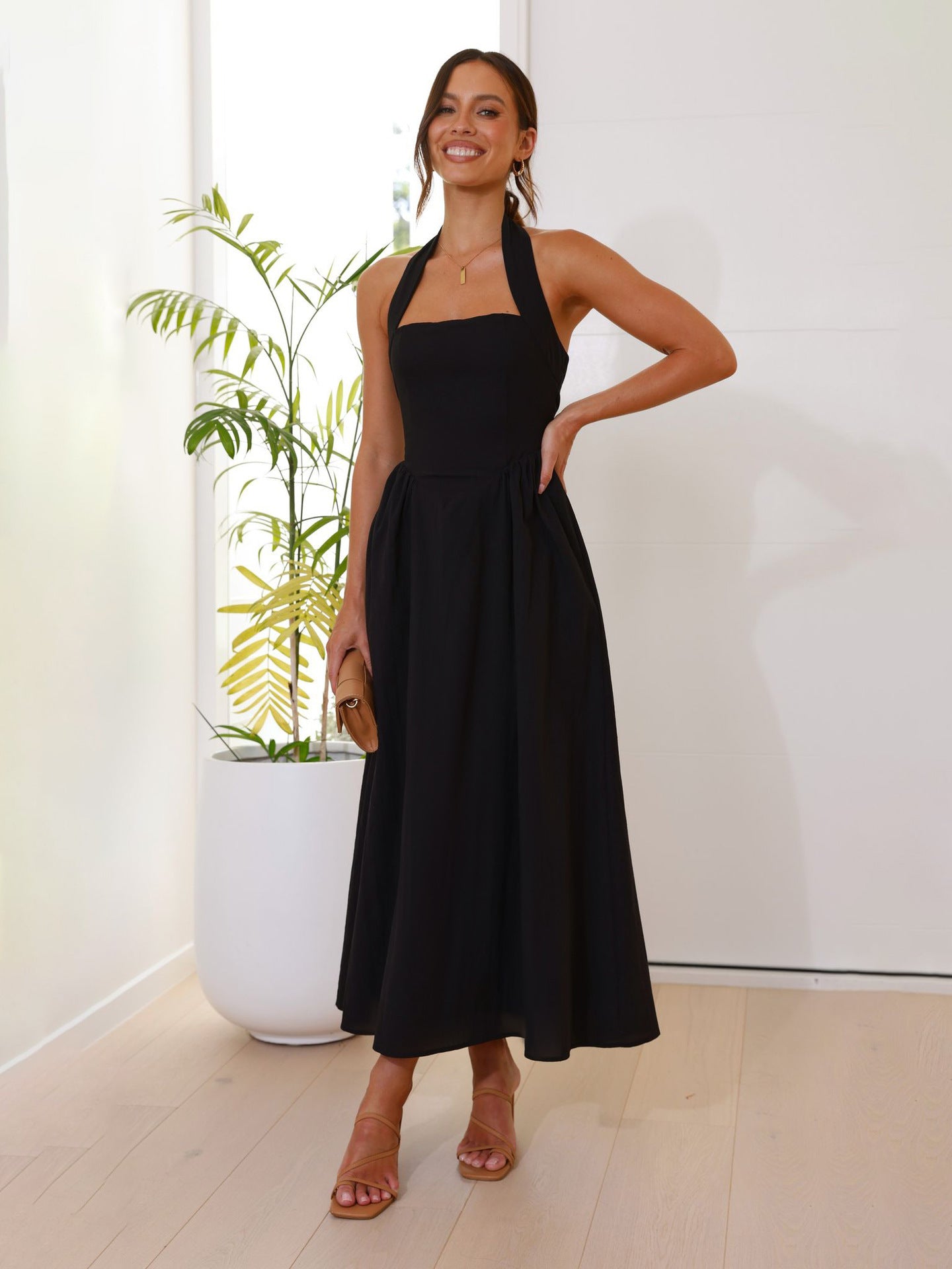 Women's Halter Neck Midi Dress