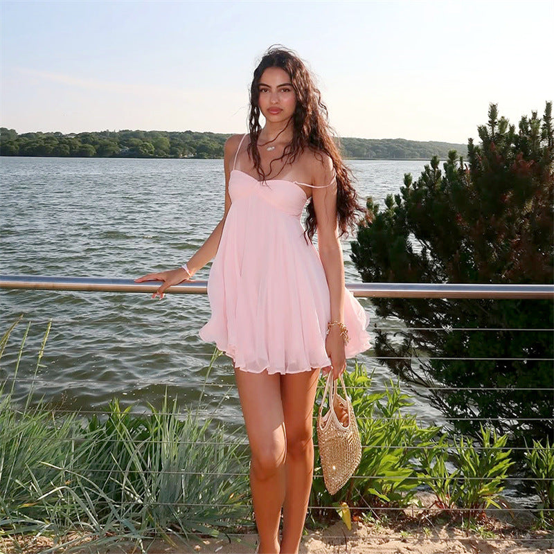 Spaghetti Strap Ruffle Mini Dress