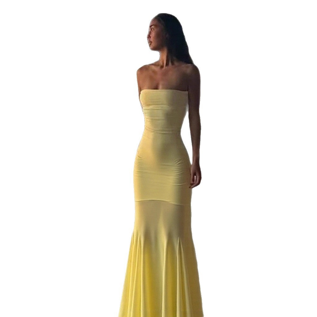 Strapless Fishtail Maxi Dress