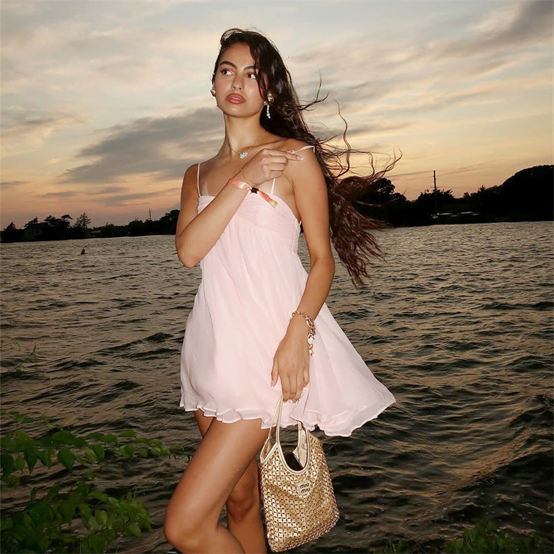 Spaghetti Strap Ruffle Mini Dress