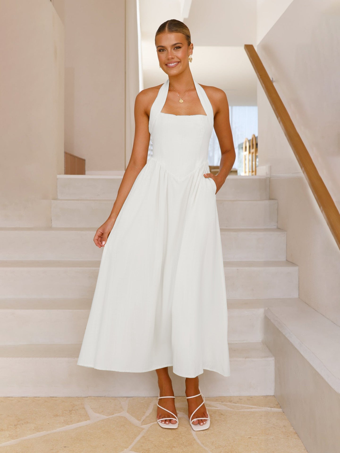 Women's Halter Neck Midi Dress