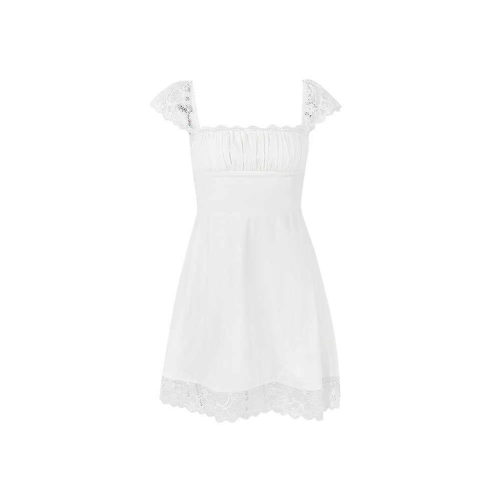 Lace Trim A-Line Mini Dress
