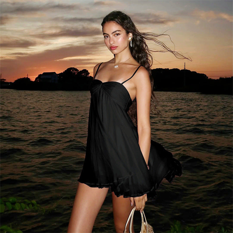 Spaghetti Strap Ruffle Mini Dress