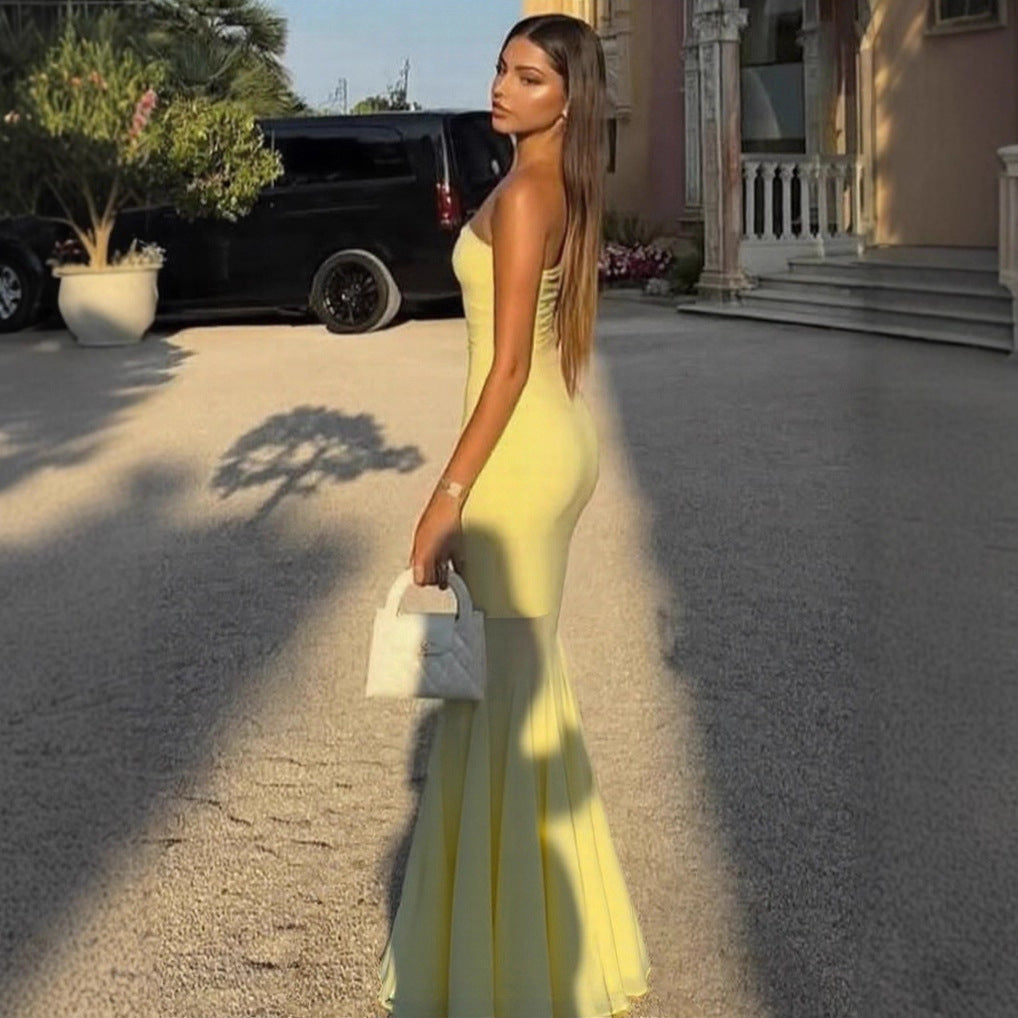 Strapless Fishtail Maxi Dress