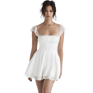 Lace Trim A-Line Mini Dress