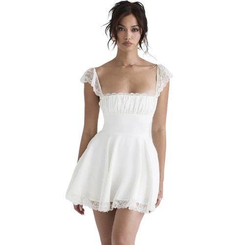 Lace Trim A-Line Mini Dress